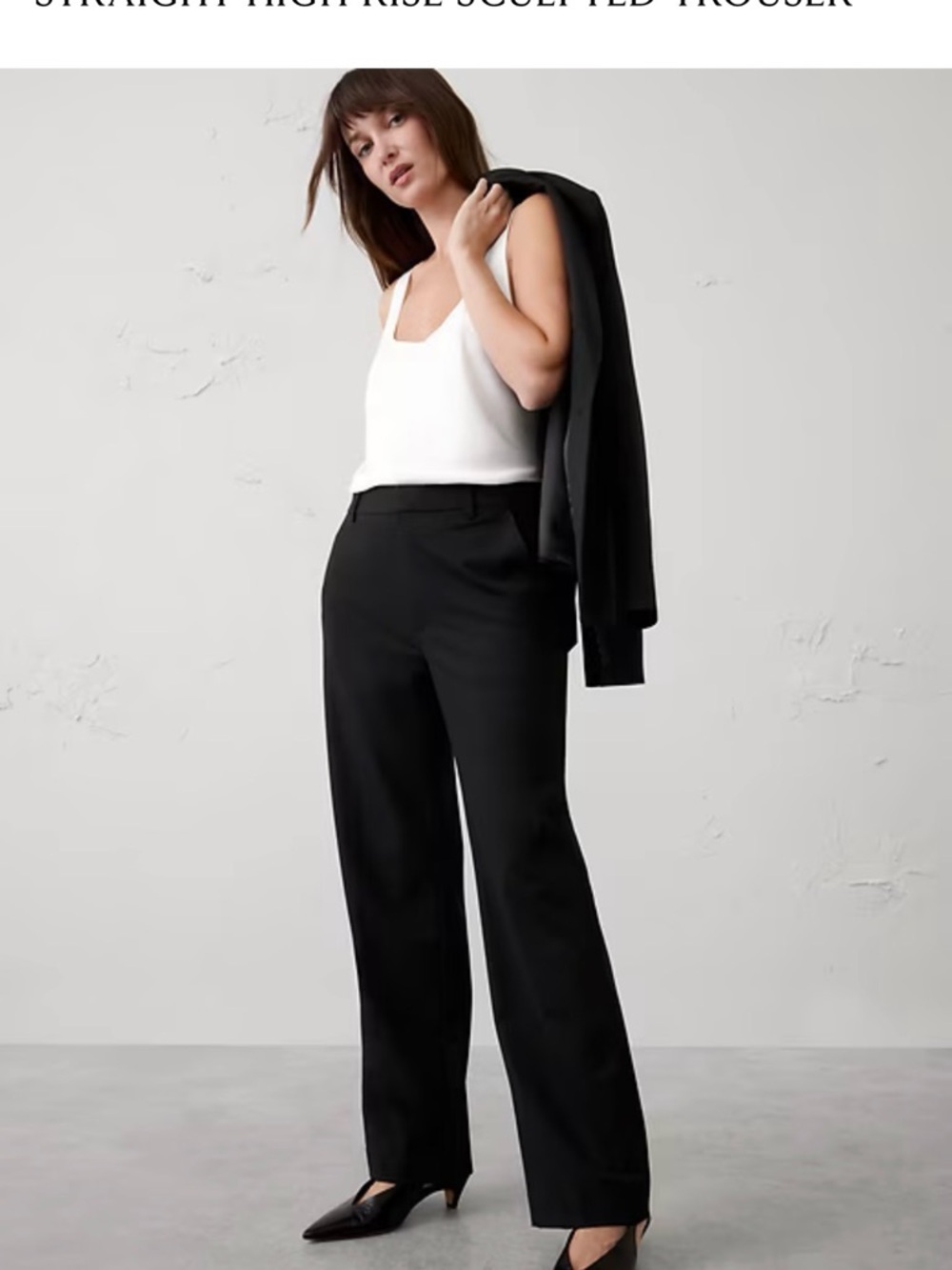 Banana Republic Black Straight Leg High-Rise Trousers